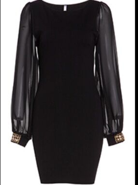 NWT Lori Michaels Black Embellished Sleeve Dress Size L